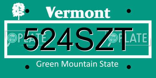 524SZT Vermont License Plate