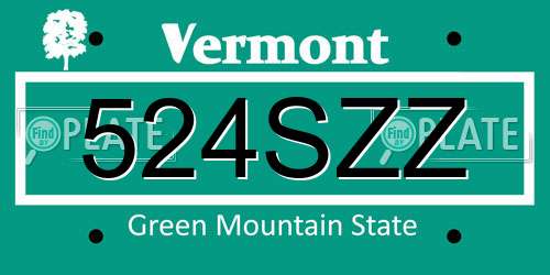 524SZZ Vermont License Plate
