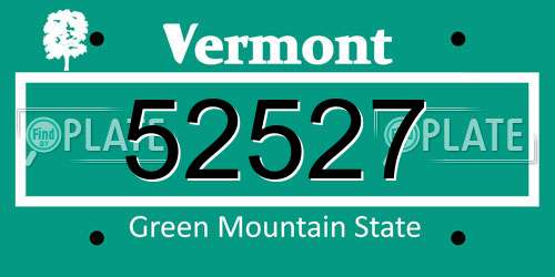 52527 Vermont License Plate