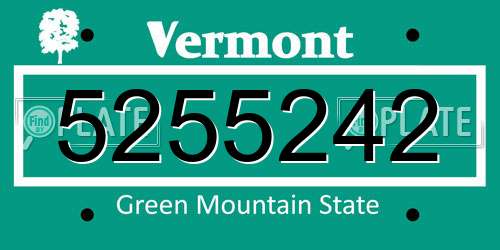 5255242 Vermont License Plate