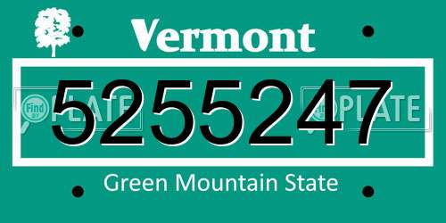 5255247 Vermont License Plate