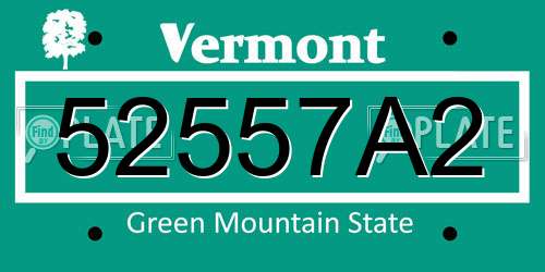 52557A2 Vermont License Plate