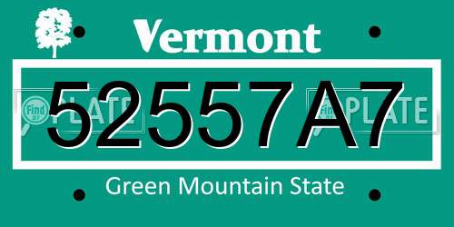 52557A7 Vermont License Plate