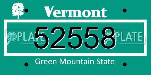 52558 Vermont License Plate