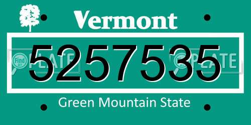 5257535 Vermont License Plate