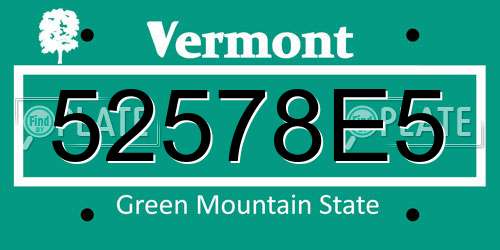52578E5 Vermont License Plate