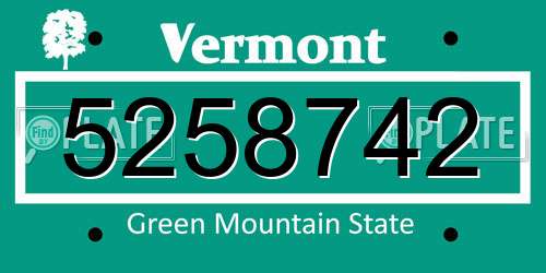 5258742 Vermont License Plate