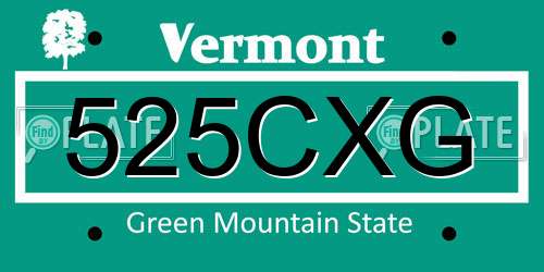 525CXG Vermont License Plate