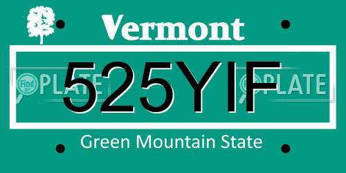 525YIF Vermont License Plate