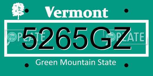 5265GZ Vermont License Plate