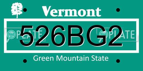 526BG2 Vermont License Plate