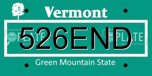 526END Vermont License Plate
