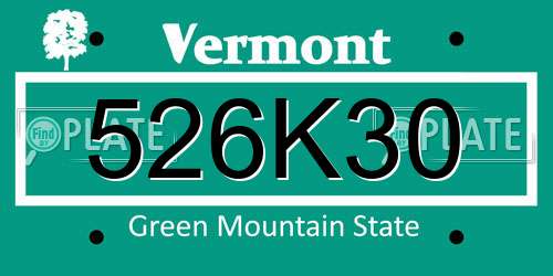 526K30 Vermont License Plate