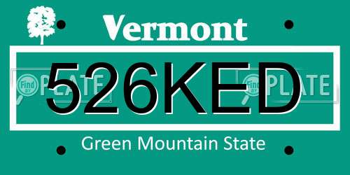 526KED Vermont License Plate