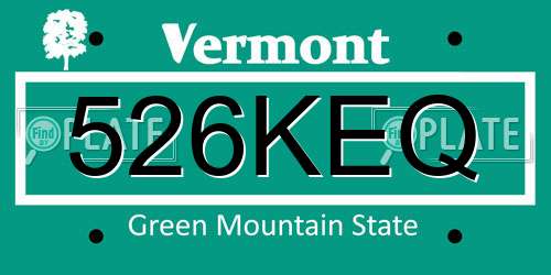 526KEQ Vermont License Plate