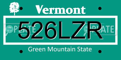 526LZR Vermont License Plate