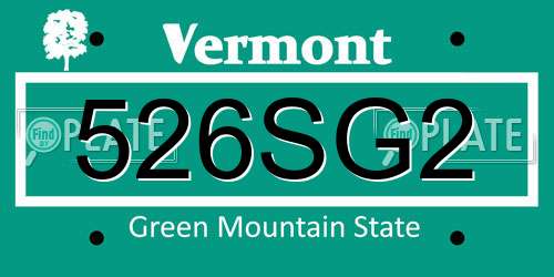 526SG2 Vermont License Plate