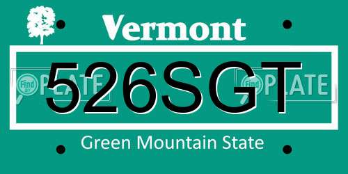 526SGT Vermont License Plate