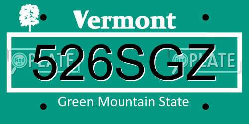 526SGZ Vermont License Plate