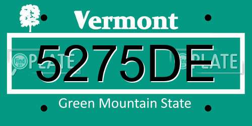5275DE Vermont License Plate