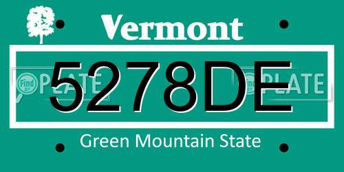 5278DE Vermont License Plate