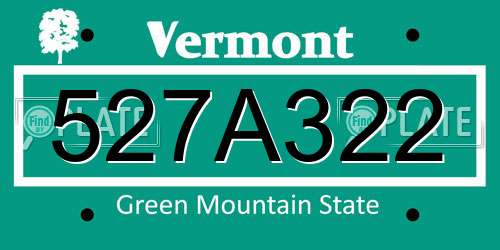 527A322 Vermont License Plate