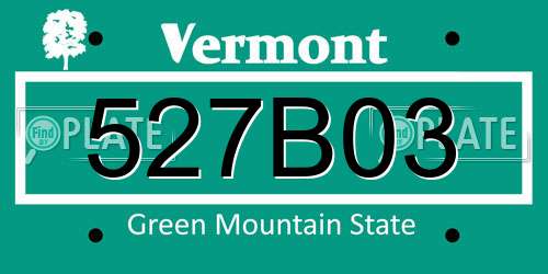 527B03 Vermont License Plate