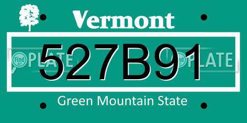 527B91 Vermont License Plate