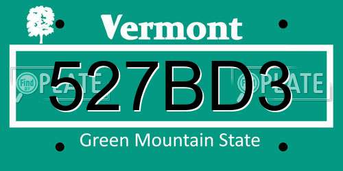 527BD3 Vermont License Plate