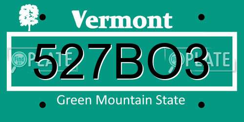 527BO3 Vermont License Plate