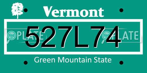 527L74 Vermont License Plate