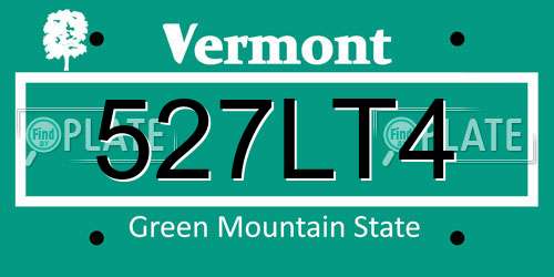 527LT4 Vermont License Plate