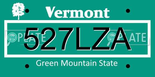 527LZA Vermont License Plate