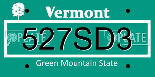 527SD3 Vermont License Plate
