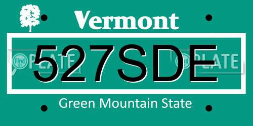 527SDE Vermont License Plate