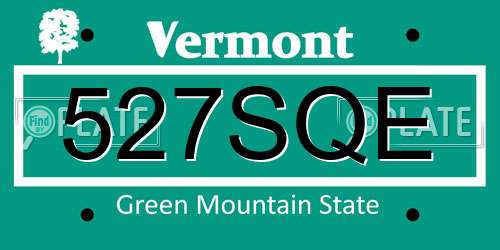 527SQE Vermont License Plate