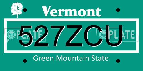 527ZCU Vermont License Plate