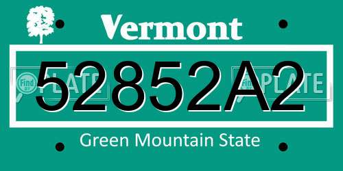 52852A2 Vermont License Plate