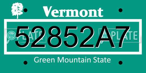 52852A7 Vermont License Plate