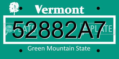 52882A7 Vermont License Plate