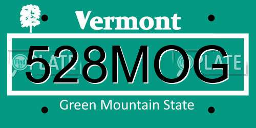 528MOG Vermont License Plate