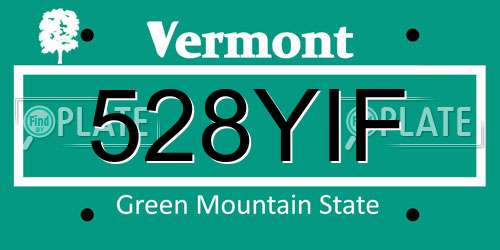 528YIF Vermont License Plate
