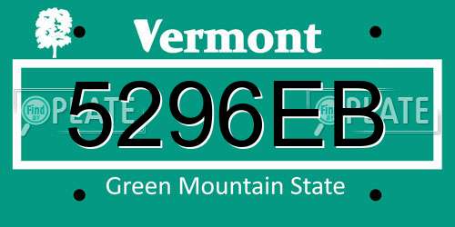 5296EB Vermont License Plate