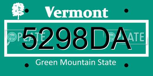 5298DA Vermont License Plate