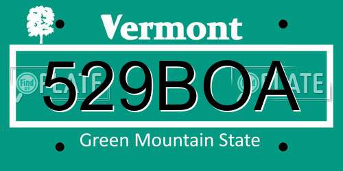 529BOA Vermont License Plate