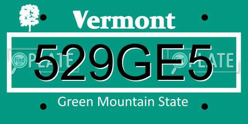 529GE5 Vermont License Plate