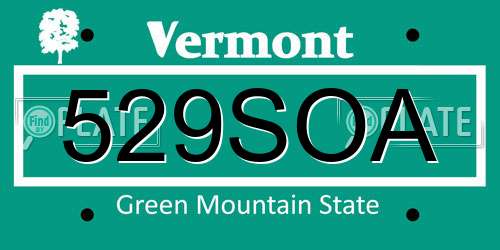 529SOA Vermont License Plate