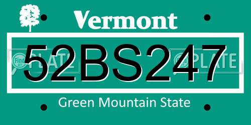 52BS247 Vermont License Plate