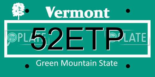 52ETP Vermont License Plate