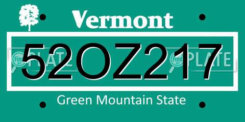 52OZ217 Vermont License Plate